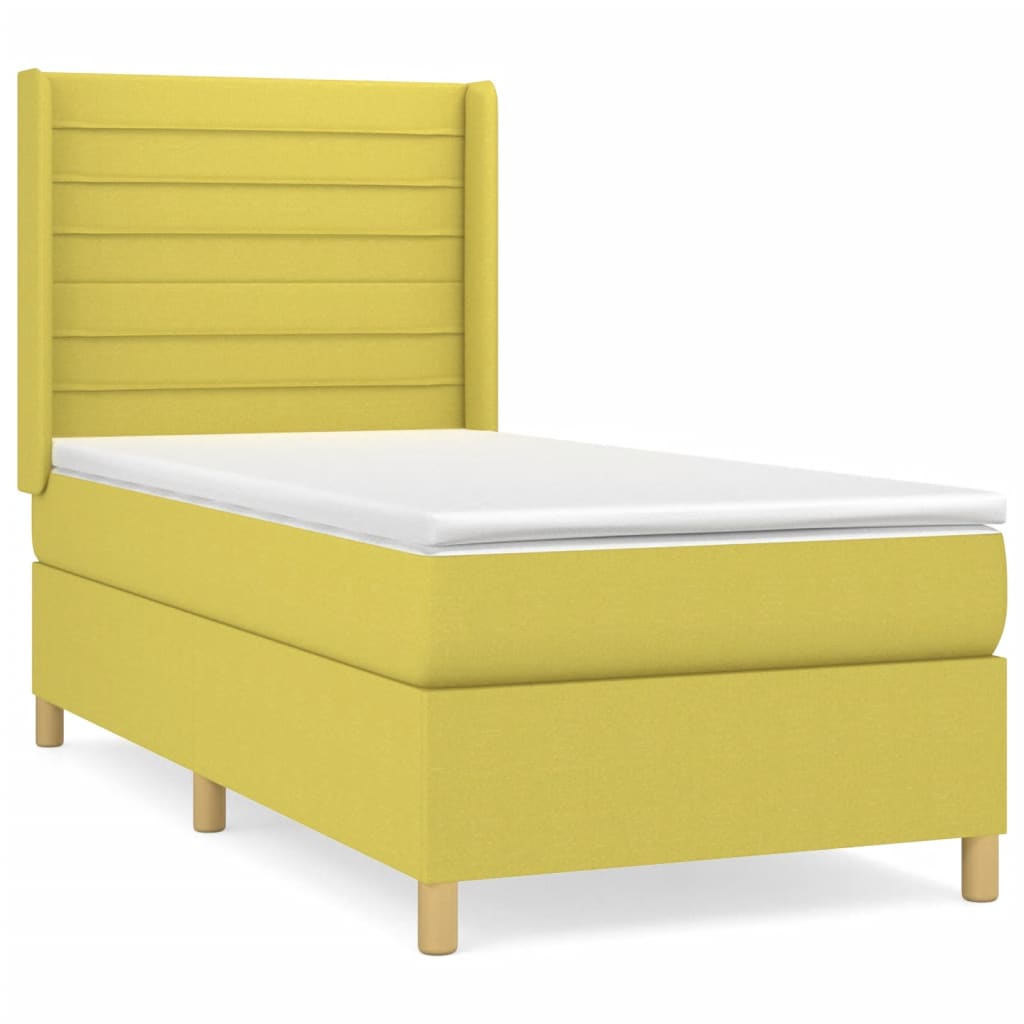 Κρεβάτι Boxspring με Στρώμα Πράσινο 90x190 εκ.Υφασμάτινο