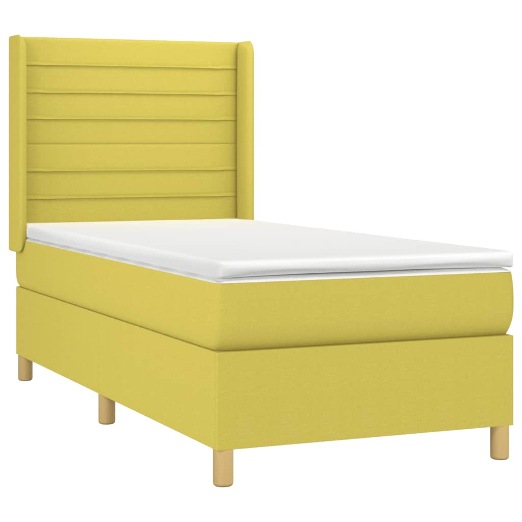 Κρεβάτι Boxspring με Στρώμα Πράσινο 90x190 εκ.Υφασμάτινο