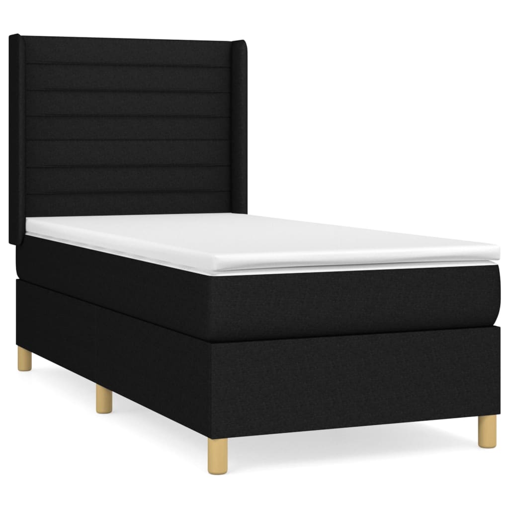 Κρεβάτι Boxspring με Στρώμα Μαύρο 100 x 200 εκ. Υφασμάτινο