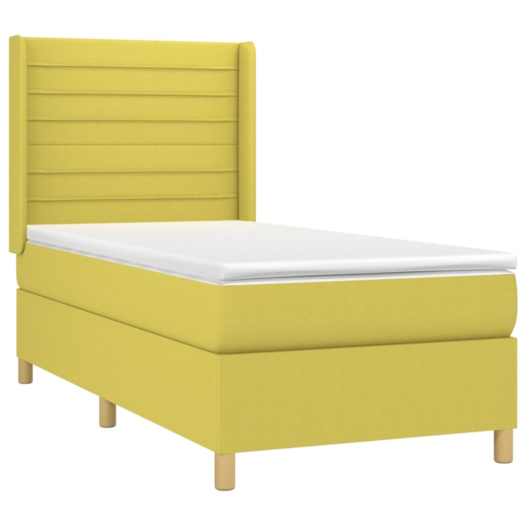 Κρεβάτι Boxspring με Στρώμα Πράσινο 100 x 200 εκ. Υφασμάτινο