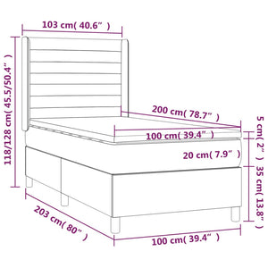 Κρεβάτι Boxspring με Στρώμα Πράσινο 100 x 200 εκ. Υφασμάτινο