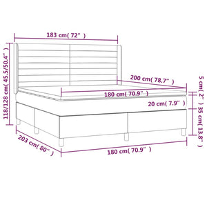 Κρεβάτι Boxspring με Στρώμα Μπλε 180x200 εκ. Υφασμάτινο