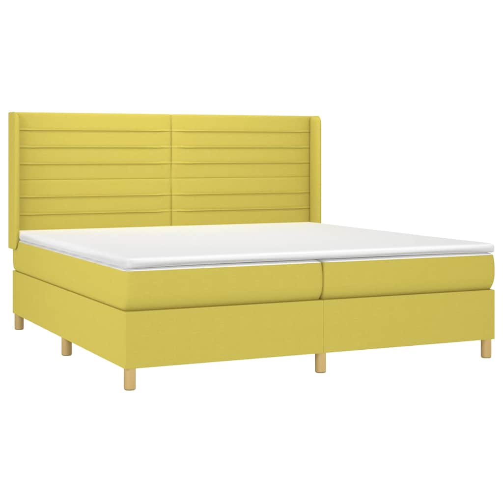 Κρεβάτι Boxspring με Στρώμα Πράσινο 200x200 εκ. Υφασμάτινο - Pakobazaar