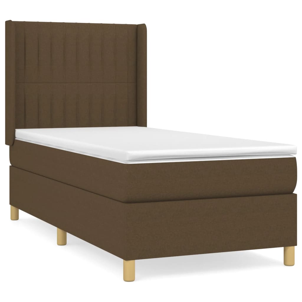 Κρεβάτι Boxspring με Στρώμα Σκούρο Καφέ 80x200 εκ. Υφασμάτινο