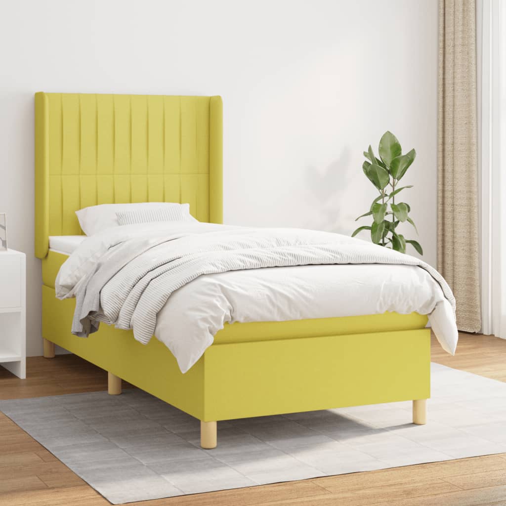 Κρεβάτι Boxspring με Στρώμα Πράσινο 80 x 200 εκ. Υφασμάτινο - Pakobazaar