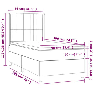 Κρεβάτι Boxspring με Στρώμα Taupe 90x190 εκ.Υφασμάτινο