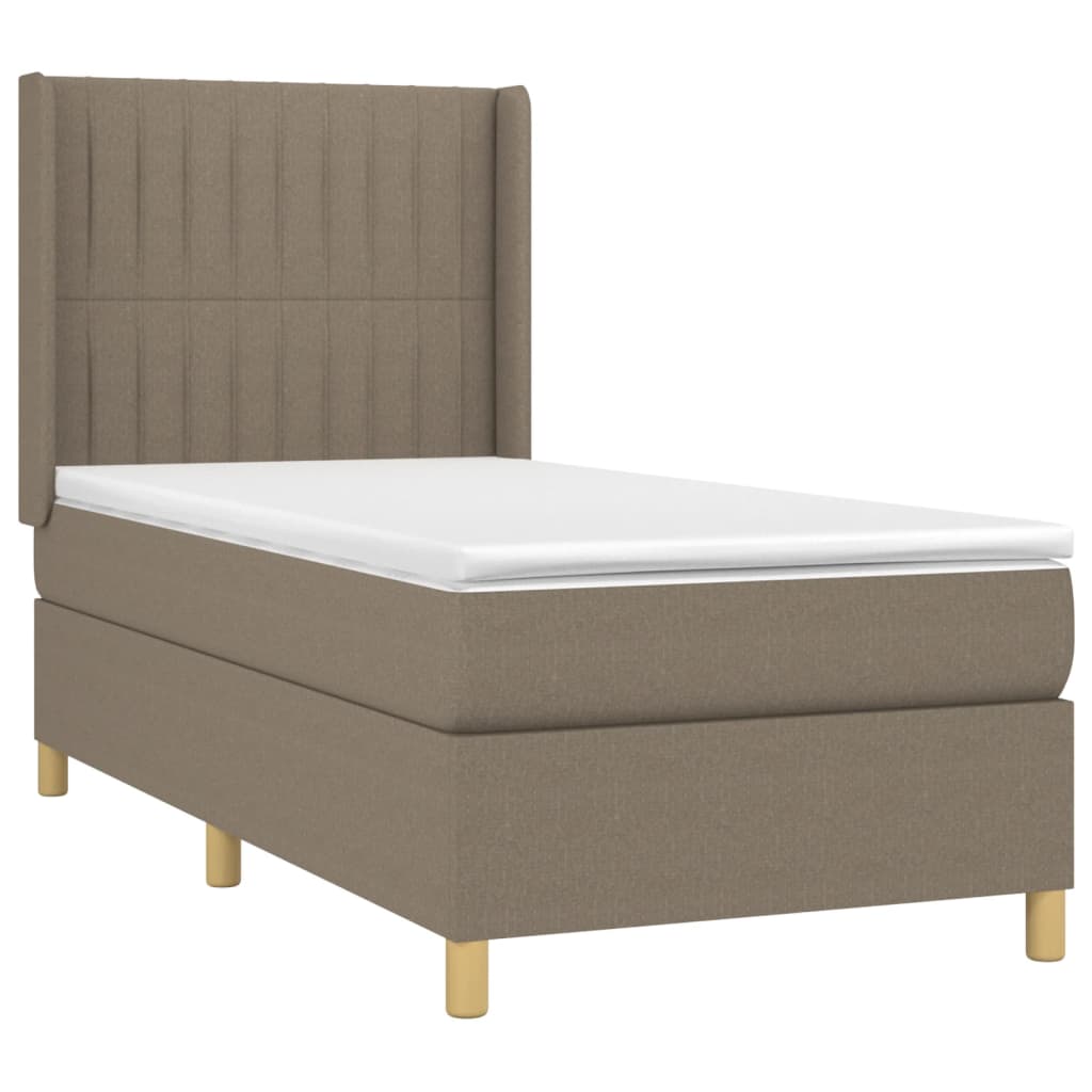 Κρεβάτι Boxspring με Στρώμα Taupe 100 x 200 εκ. Υφασμάτινο - Pakobazaar