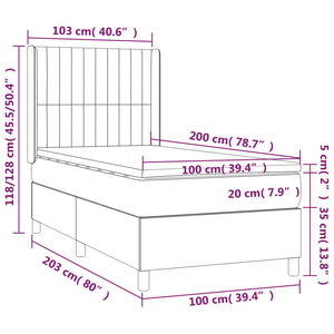 Κρεβάτι Boxspring με Στρώμα Taupe 100 x 200 εκ. Υφασμάτινο - Pakobazaar