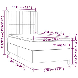 Κρεβάτι Boxspring με Στρώμα Πράσινο 100 x 200 εκ. Υφασμάτινο