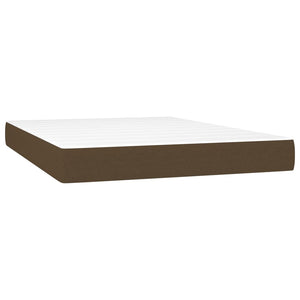 Κρεβάτι Boxspring με Στρώμα Σκούρο Καφέ 140x200 εκ Υφασμάτινο - Pakobazaar