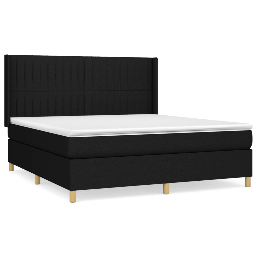 Κρεβάτι Boxspring με Στρώμα Μαύρο 160x200 εκ. Υφασμάτινο