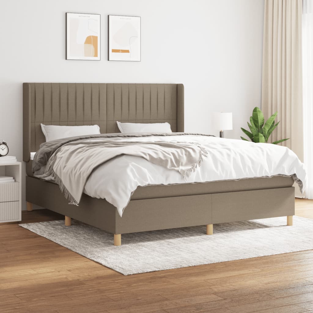 Κρεβάτι Boxspring με Στρώμα Taupe 160x200 εκ. Υφασμάτινο