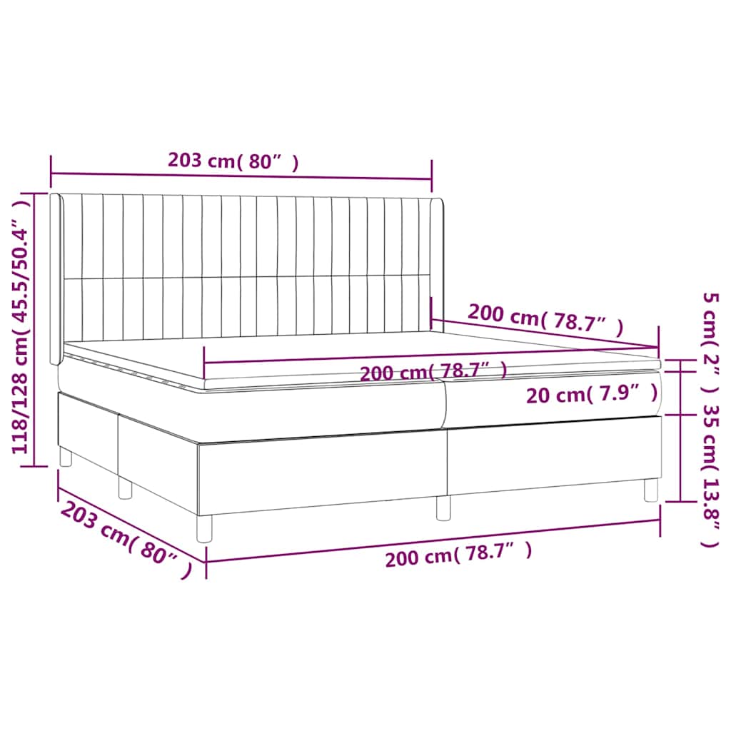 Κρεβάτι Boxspring με Στρώμα Πράσινο 200x200 εκ. Υφασμάτινο