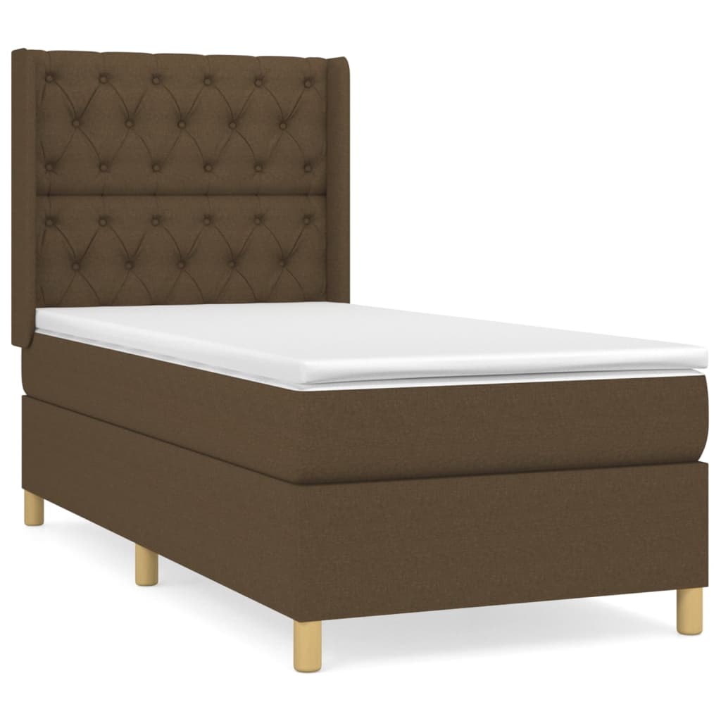 Κρεβάτι Boxspring με Στρώμα Σκούρο Καφέ 80x200 εκ. Υφασμάτινο