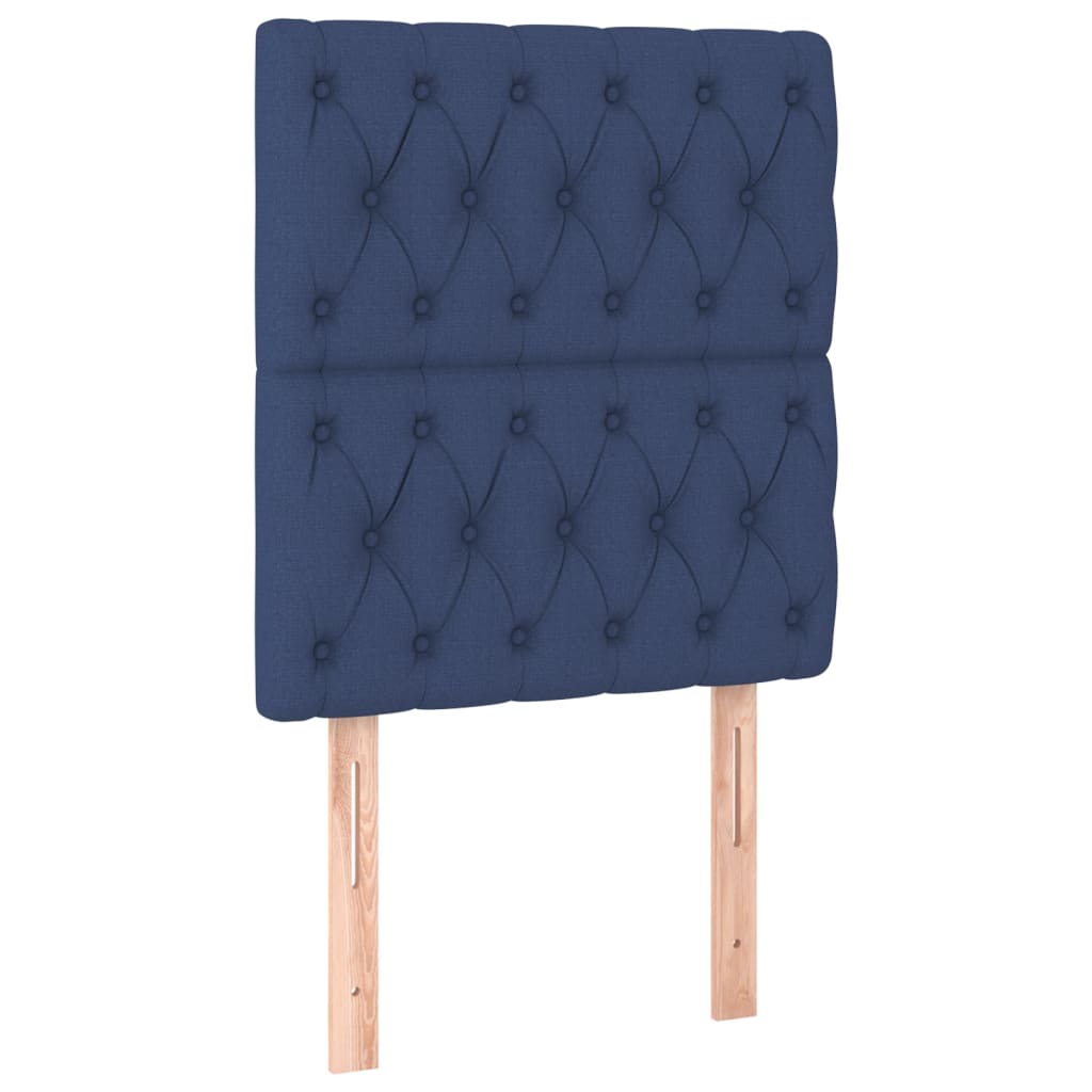 Κρεβάτι Boxspring με Στρώμα Μπλε 80x200 εκ. Υφασμάτινο