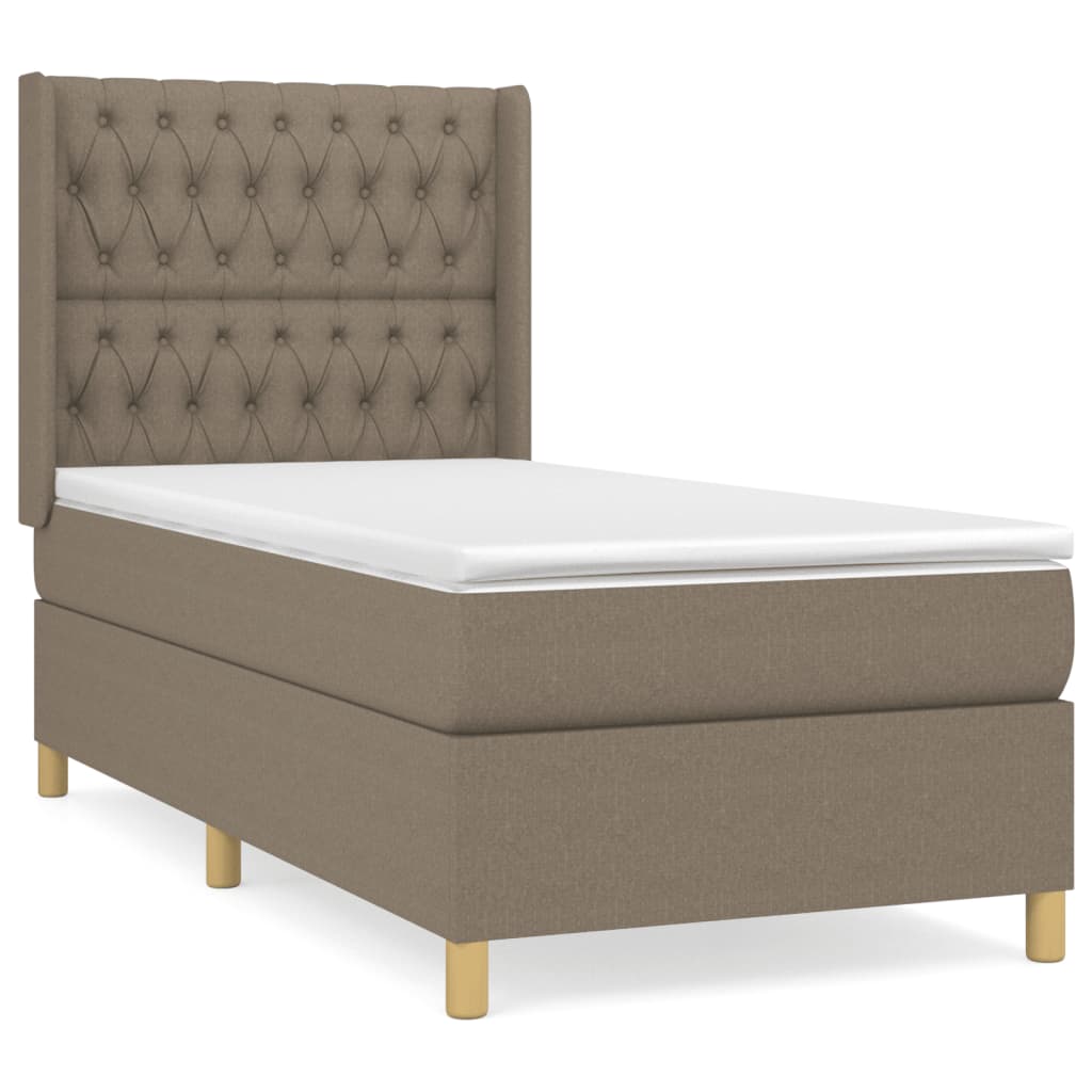 Κρεβάτι Boxspring με Στρώμα Taupe 90x190 εκ.Υφασμάτινο