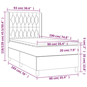 Κρεβάτι Boxspring με Στρώμα Κρεμ 90x190 εκ.Υφασμάτινο