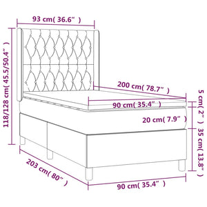 Κρεβάτι Boxspring με Στρώμα Μπλε 90x200 εκ.Υφασμάτινο