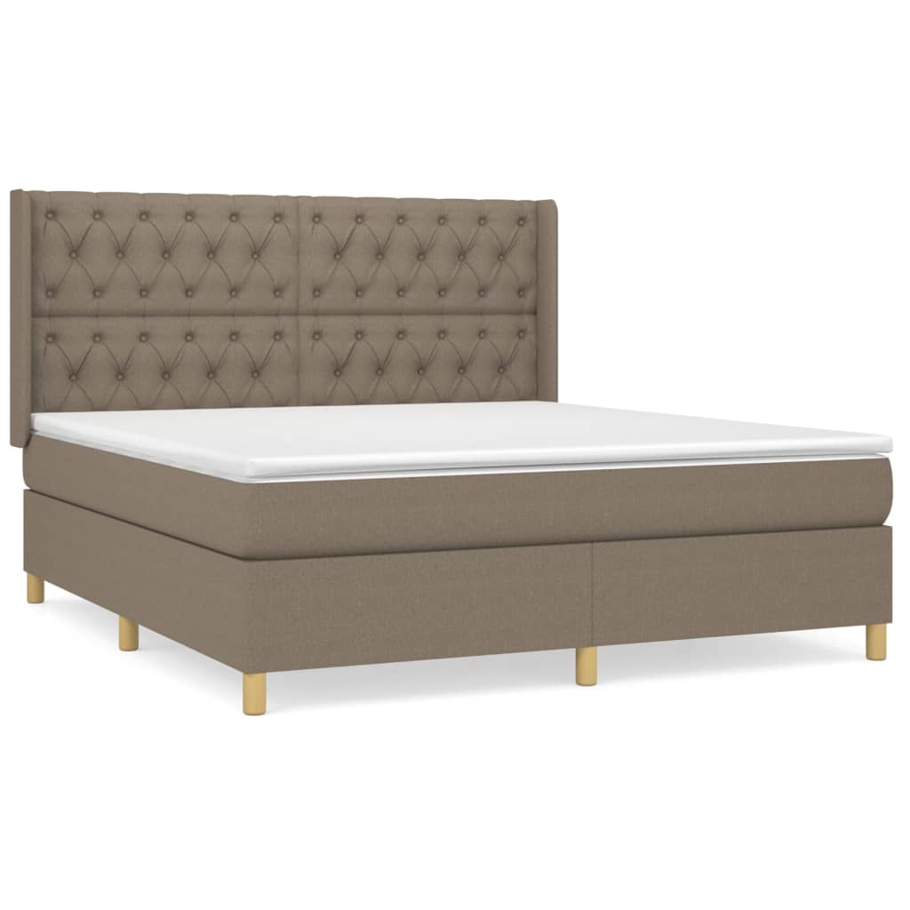 Κρεβάτι Boxspring με Στρώμα Taupe 160x200 εκ. Υφασμάτινο - Pakobazaar
