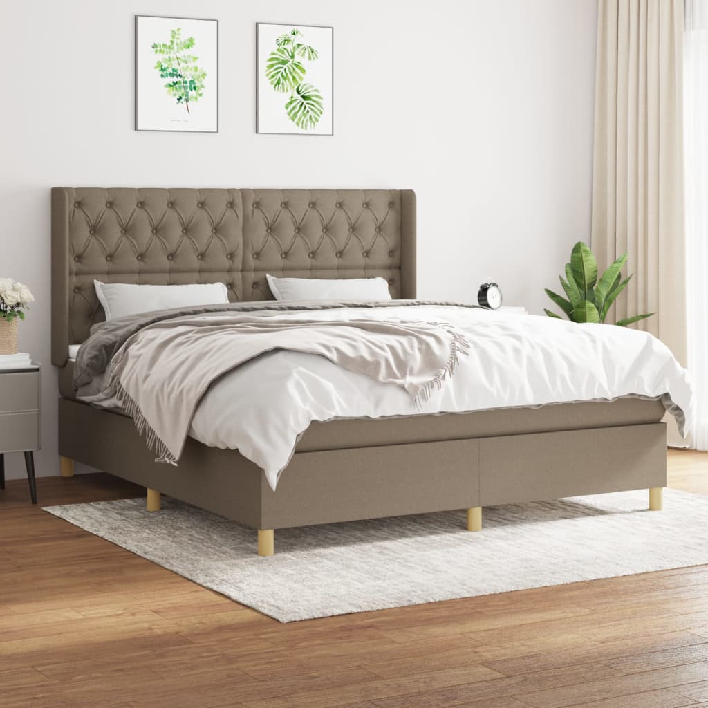 Κρεβάτι Boxspring με Στρώμα Taupe 160x200 εκ. Υφασμάτινο - Pakobazaar