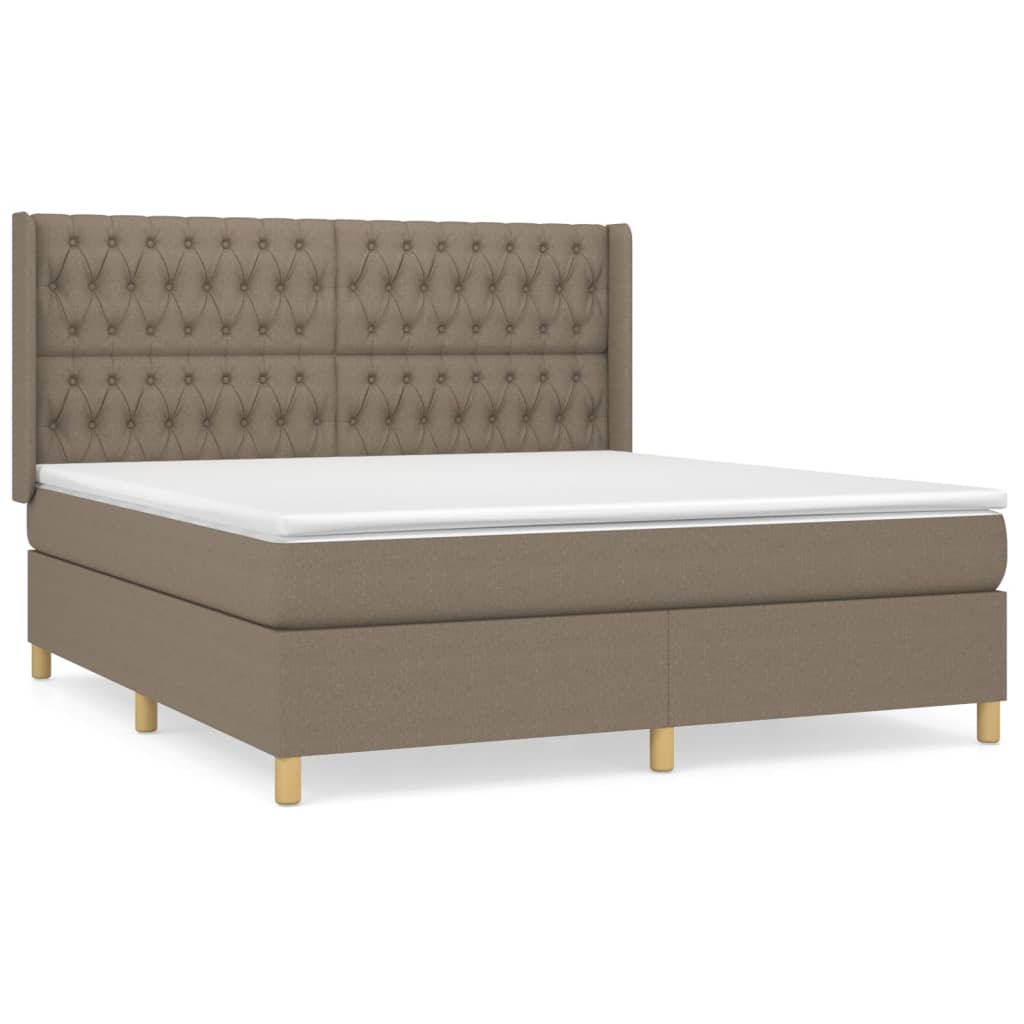 Κρεβάτι Boxspring με Στρώμα Taupe 180x200 εκ. Υφασμάτινο