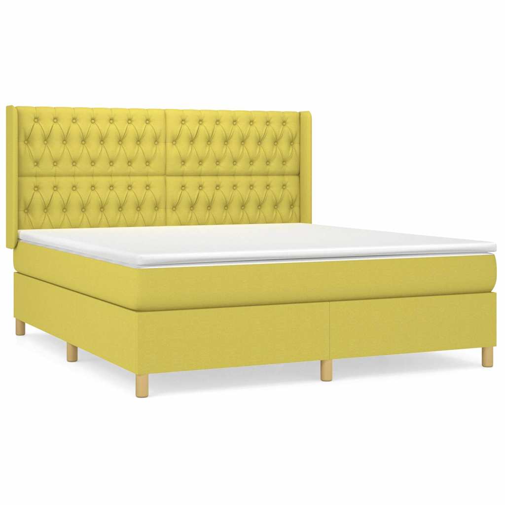 Κρεβάτι Boxspring με Στρώμα Πράσινο 180x200 εκ.Υφασμάτινο