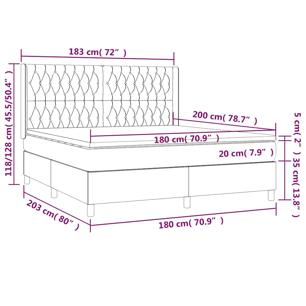 Κρεβάτι Boxspring με Στρώμα Πράσινο 180x200 εκ.Υφασμάτινο