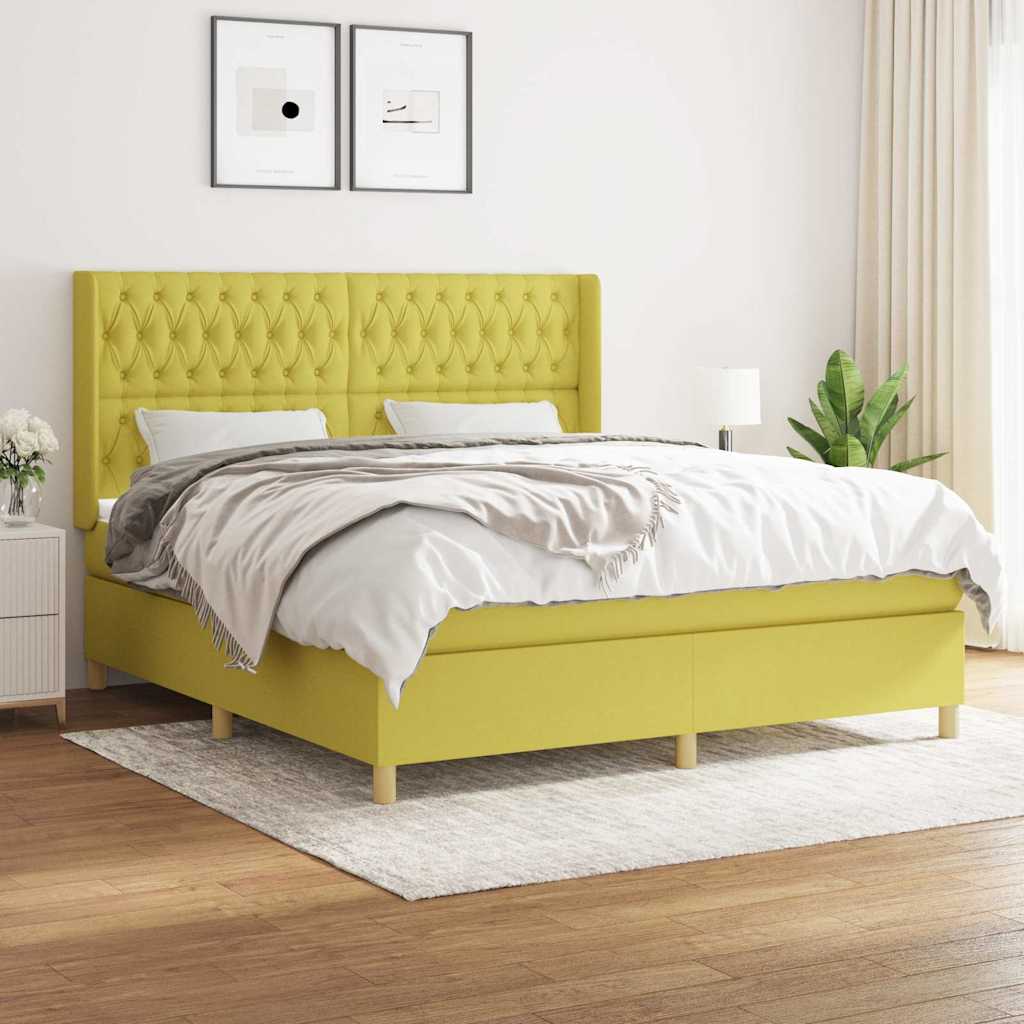 Κρεβάτι Boxspring με Στρώμα Πράσινο 180x200 εκ.Υφασμάτινο