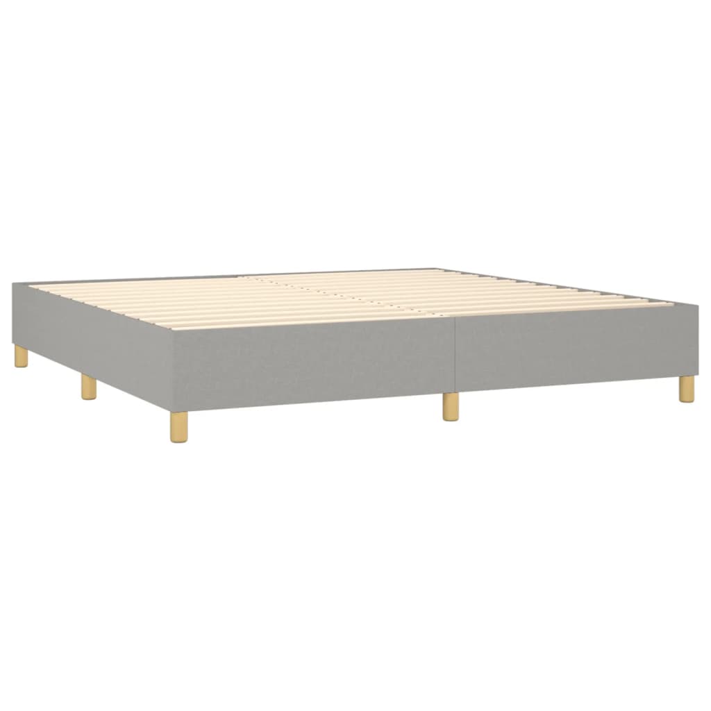 Κρεβάτι Boxspring με Στρώμα Ανοιχτό Γκρι 200x200 εκ. Υφασμάτινο
