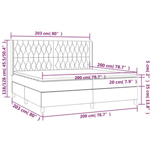 Κρεβάτι Boxspring με Στρώμα Μαύρο 200x200 εκ. Υφασμάτινο
