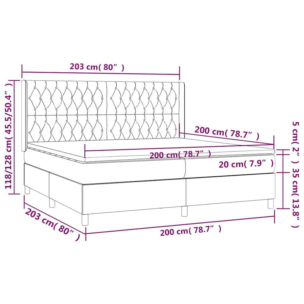 Κρεβάτι Boxspring με Στρώμα Πράσινο 200x200 εκ. Υφασμάτινο