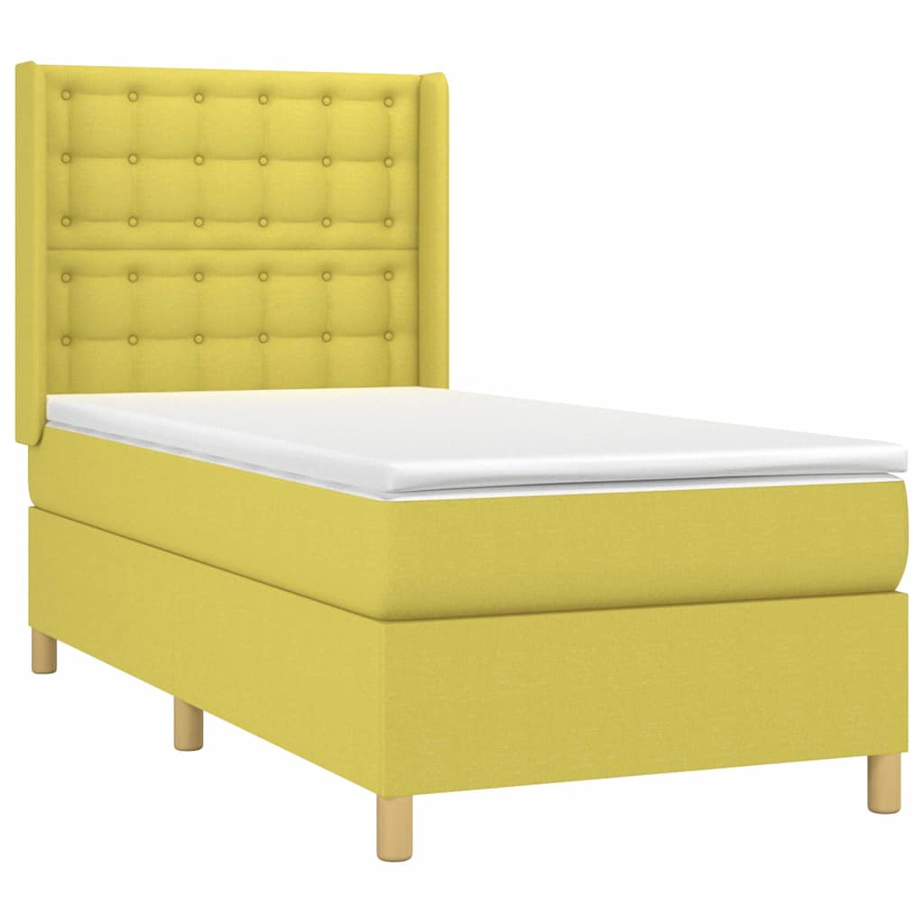Κρεβάτι Boxspring με Στρώμα Πράσινο 90x190 εκ.Υφασμάτινο