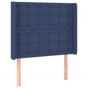 Κρεβάτι Boxspring με Στρώμα Μπλε 90x200 εκ.Υφασμάτινο