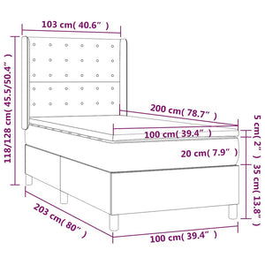 Κρεβάτι Boxspring με Στρώμα Πράσινο 100 x 200 εκ. Υφασμάτινο - Pakobazaar