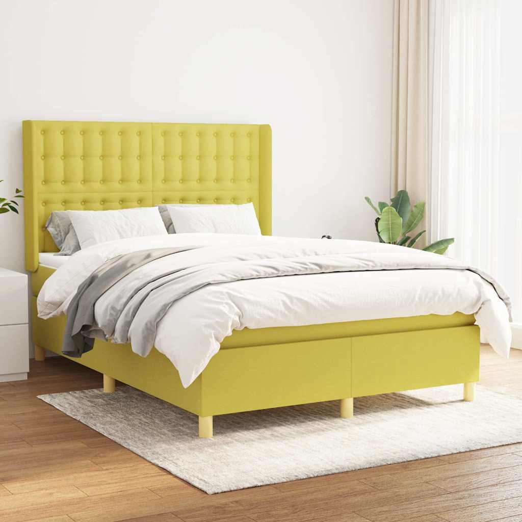 Κρεβάτι Boxspring με Στρώμα Πράσινο 140x190 εκ. Υφασμάτινο