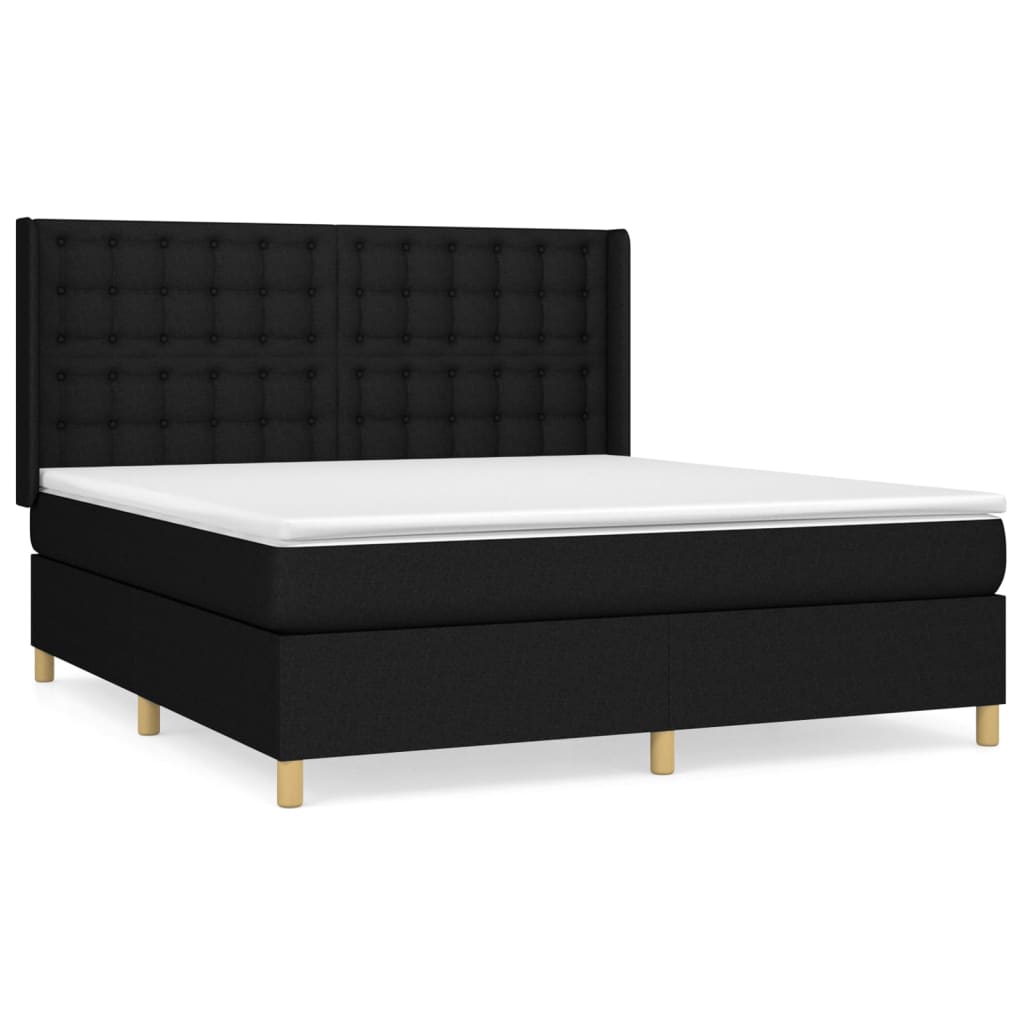 Κρεβάτι Boxspring με Στρώμα Μαύρο 160x200 εκ. Υφασμάτινο