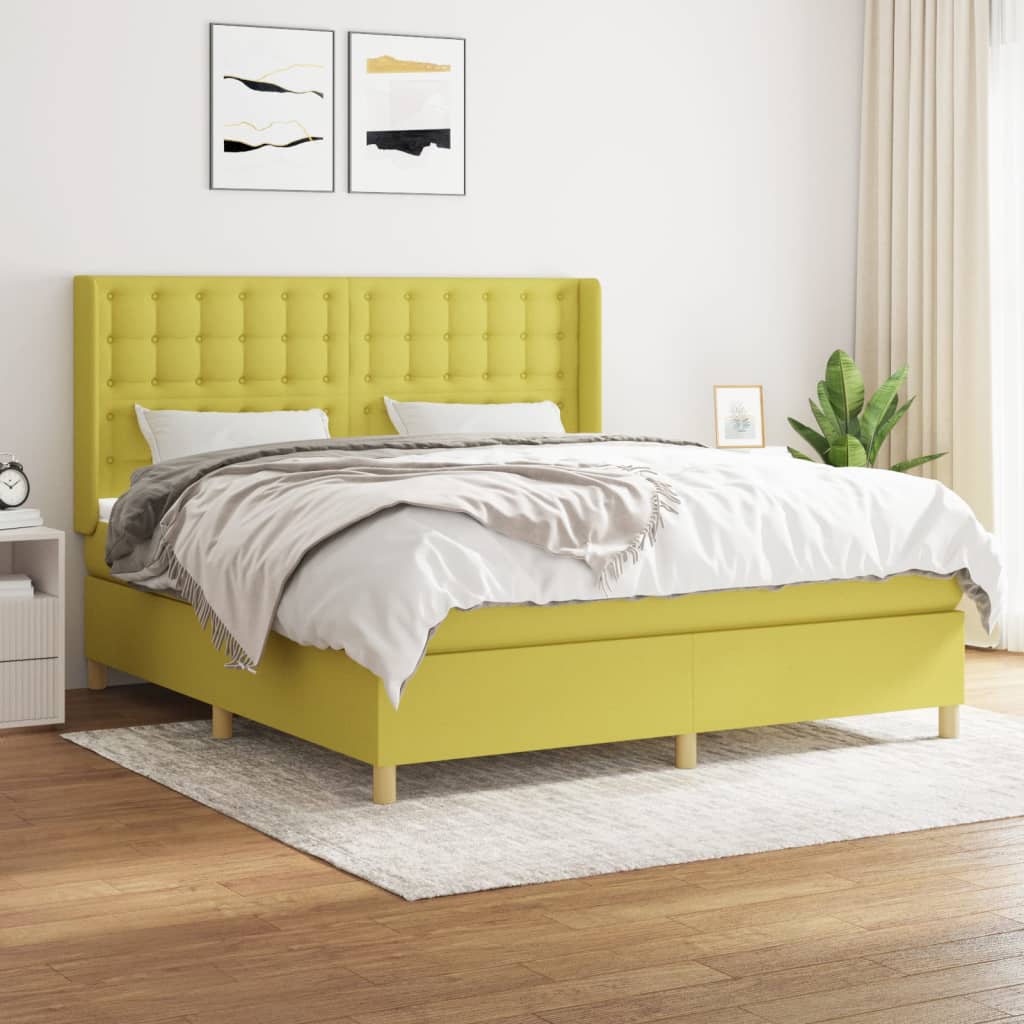 Κρεβάτι Boxspring με Στρώμα Πράσινο 180x200 εκ.Υφασμάτινο