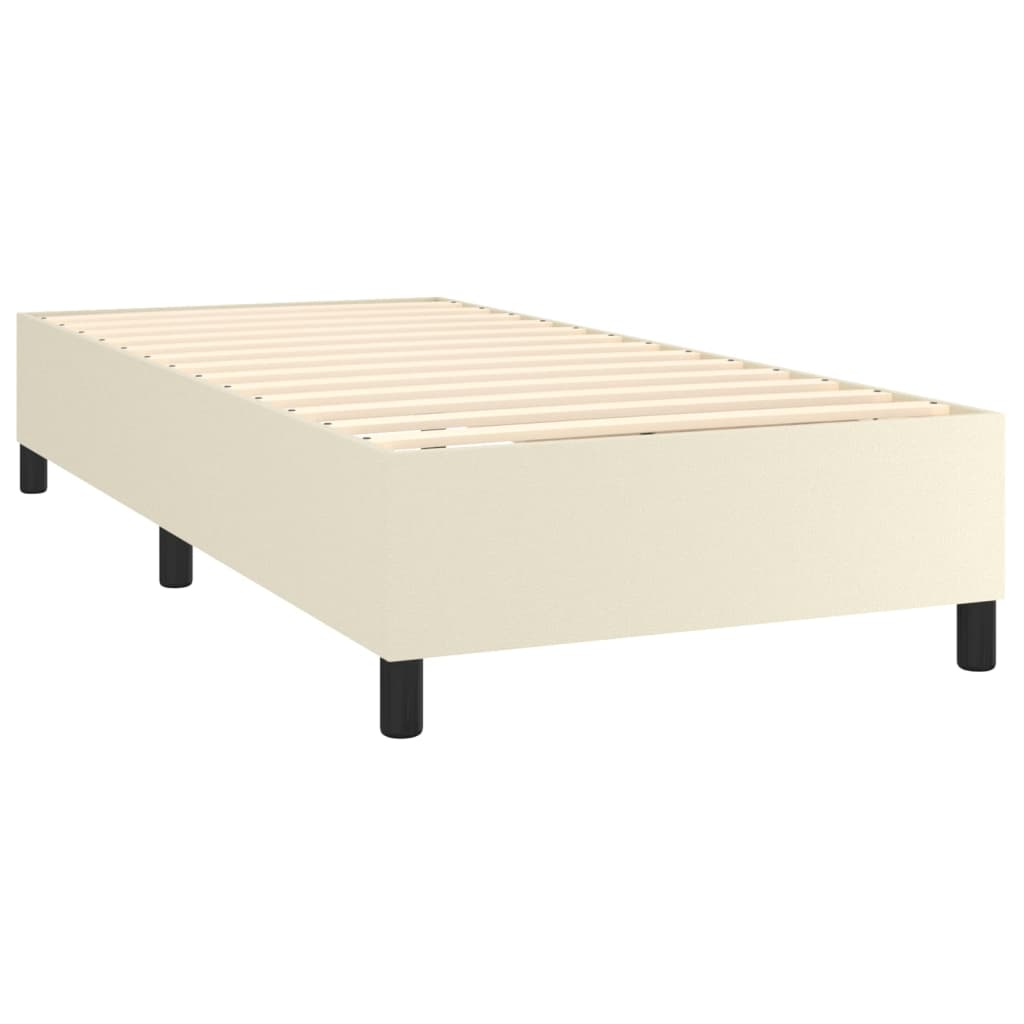 Κρεβάτι Boxspring με Στρώμα Κρεμ 100x200εκ. από Συνθετικό Δέρμα - Pakobazaar