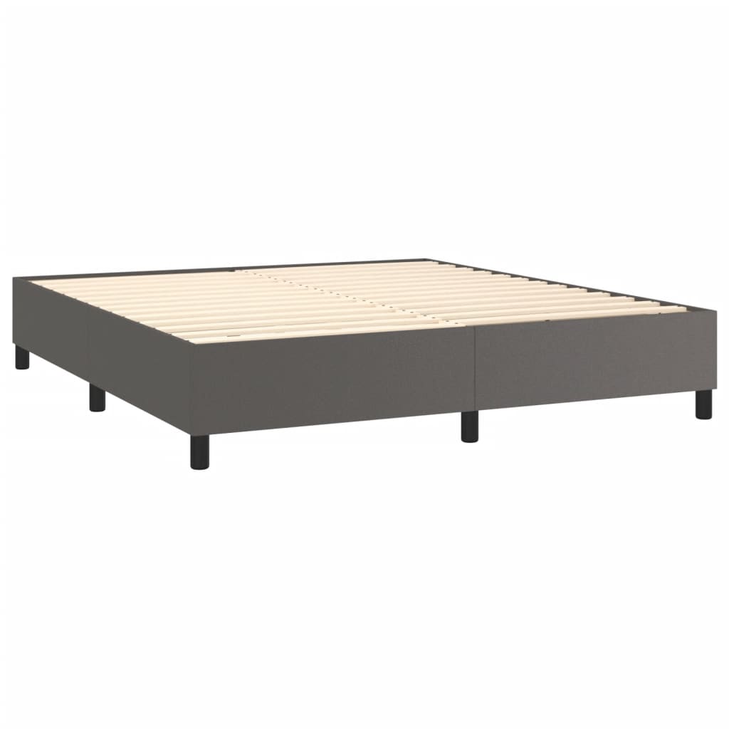 Κρεβάτι Boxspring με Στρώμα Γκρι 180x200 εκ. Συνθετικό Δέρμα