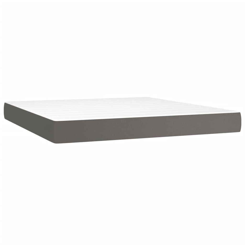 Κρεβάτι Boxspring με Στρώμα Γκρι 180x200 εκ. Συνθετικό Δέρμα