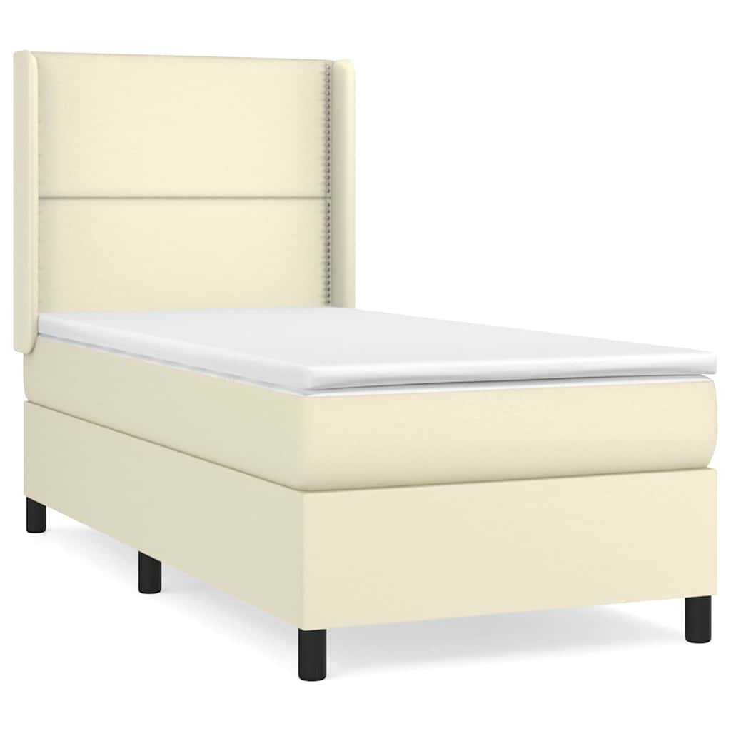 Κρεβάτι Boxspring με Στρώμα Κρεμ 80 x 200 εκ. Συνθετικό Δέρμα