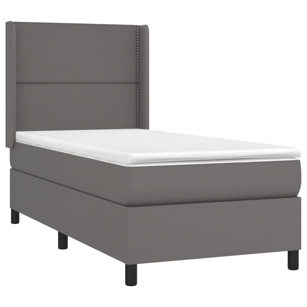 Κρεβάτι Boxspring με Στρώμα Γκρι 80 x 200 εκ. Συνθετικό Δέρμα