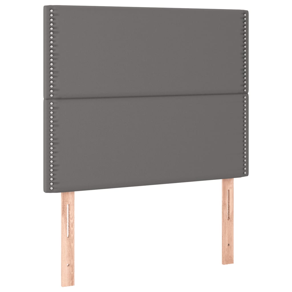 Κρεβάτι Boxspring με Στρώμα Γκρι 80 x 200 εκ. Συνθετικό Δέρμα