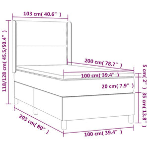 Κρεβάτι Boxspring με Στρώμα Κρεμ 100x200εκ. από Συνθετικό Δέρμα