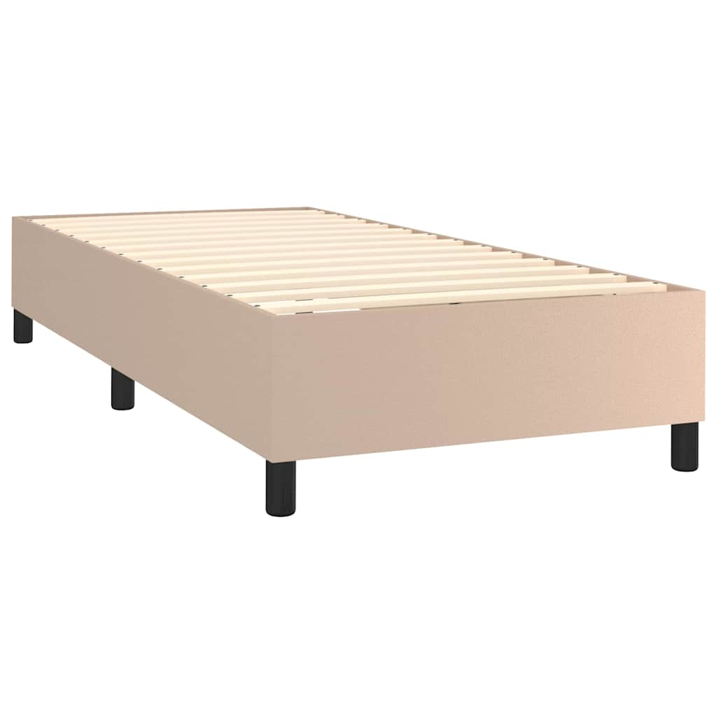 Κρεβάτι Boxspring με Στρώμα Καπουτσίνο 100x200εκ.από Συνθ.Δέρμα