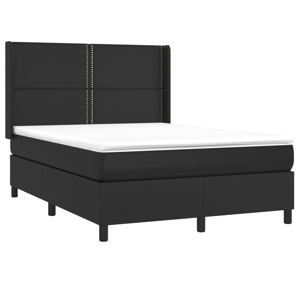 Κρεβάτι Boxspring με Στρώμα Μαύρο 140x190εκ.από Συνθετικό Δέρμα