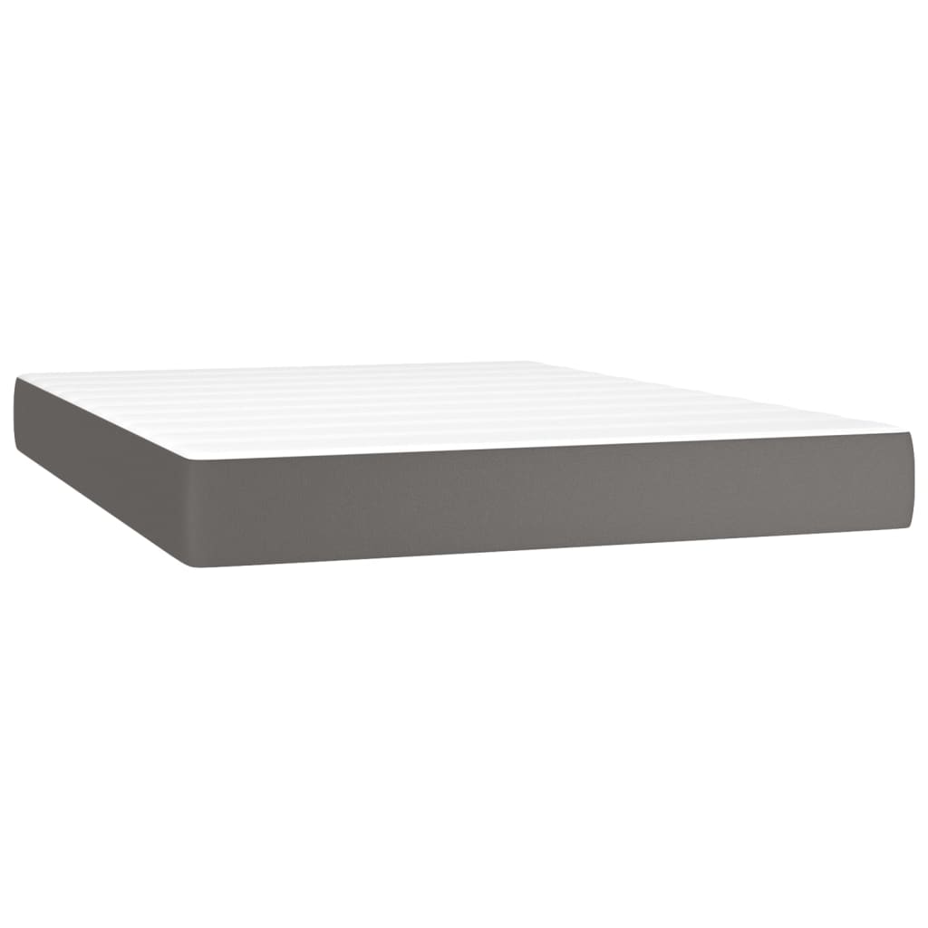 Κρεβάτι Boxspring με Στρώμα Γκρι 140x190εκ. από Συνθετικό Δέρμα