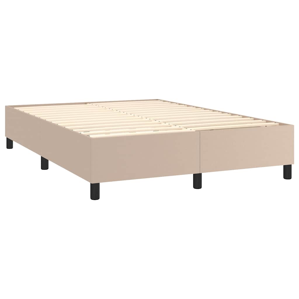 Κρεβάτι Boxspring με Στρώμα Καπουτσίνο 140x200εκ.από Συνθ.Δέρμα - Pakobazaar