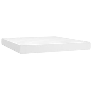 Κρεβάτι Boxspring με Στρώμα Λευκό 160x200εκ.από Συνθετικό Δέρμα