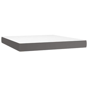 Κρεβάτι Boxspring με Στρώμα Γκρι 160x200εκ. από Συνθετικό Δέρμα
